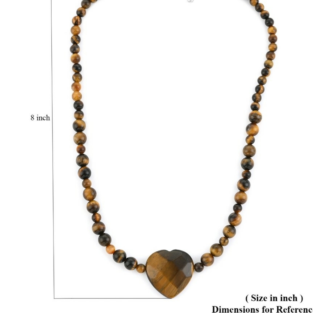 NWT Tiger's Eye Beaded Heart Necklace - Picture 8 of 8